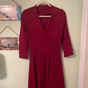 Golden Crown Tina Burgundy Dress with Butterfly Sleeves